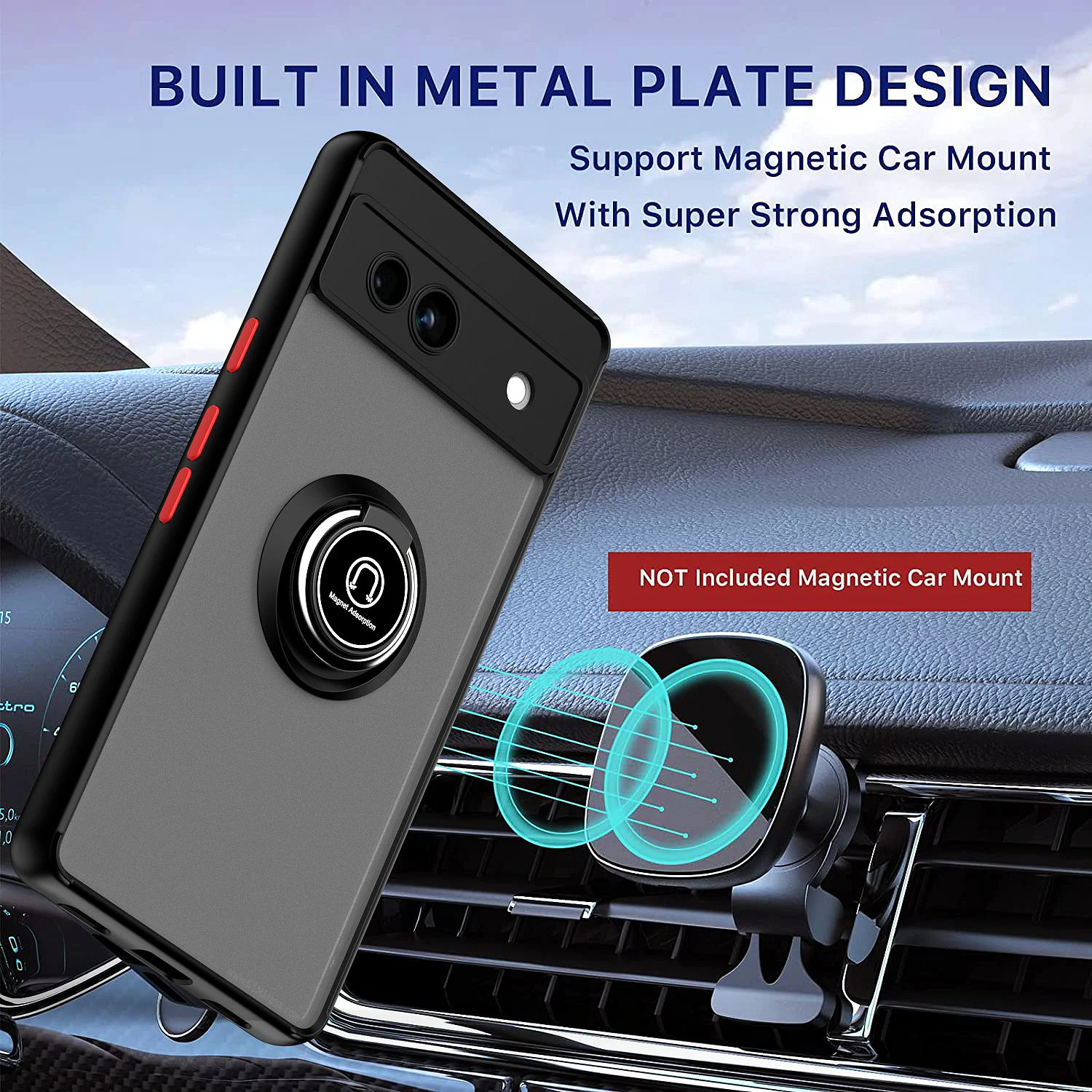 Shockproof Armor Matte Case with Magnetic Ring Stand Holder
