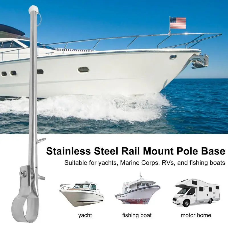 Mástil De Bandera Para Barco, Yate | Acero, Ajustable | Montaje En Cubierta, Barandilla | Accesorio Náutico