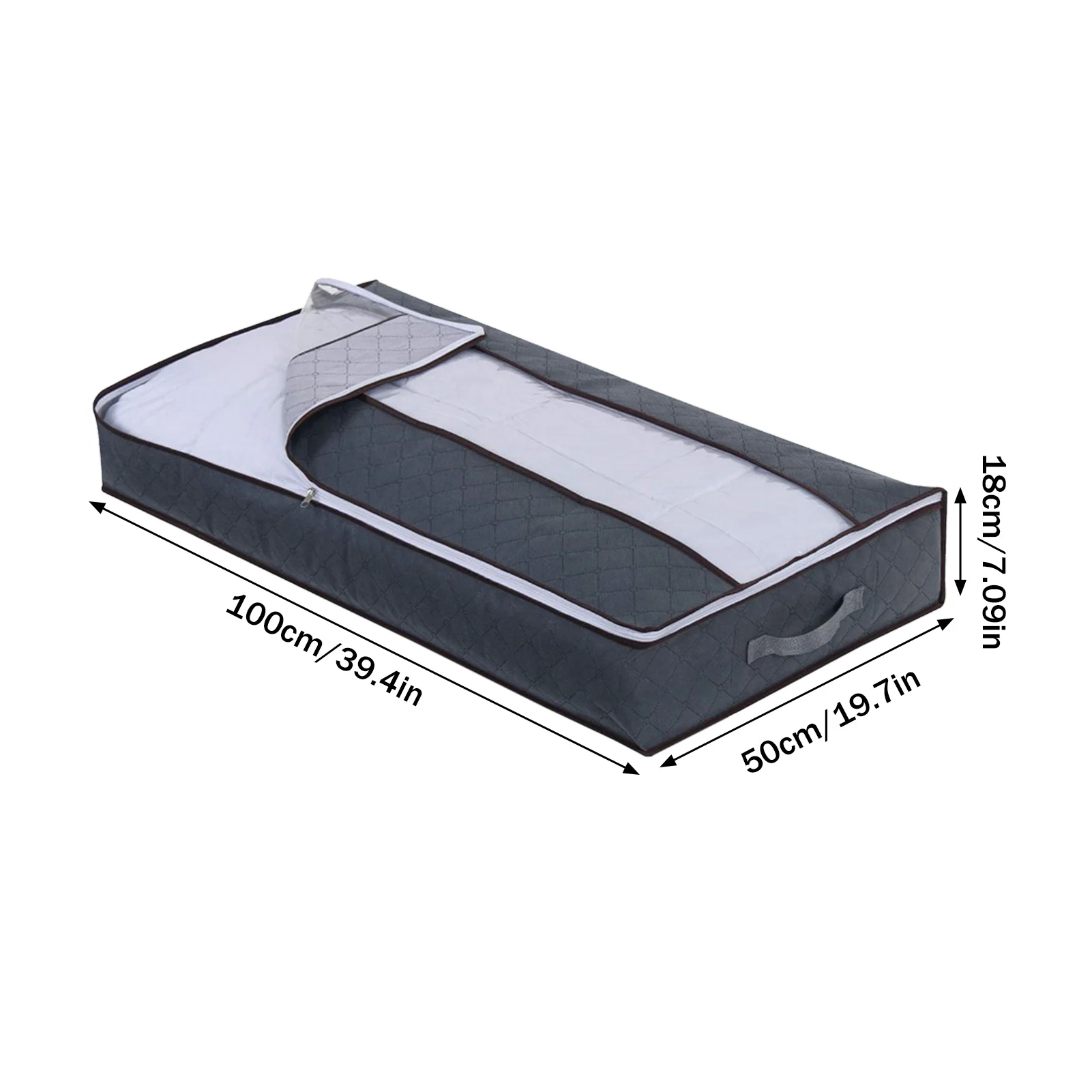 2 Pack Foldable Under Bed Bags Large Under Bed Storage Boxes Thick Breathable Underbed Clothes Storage Bags Zippered Organizer 5