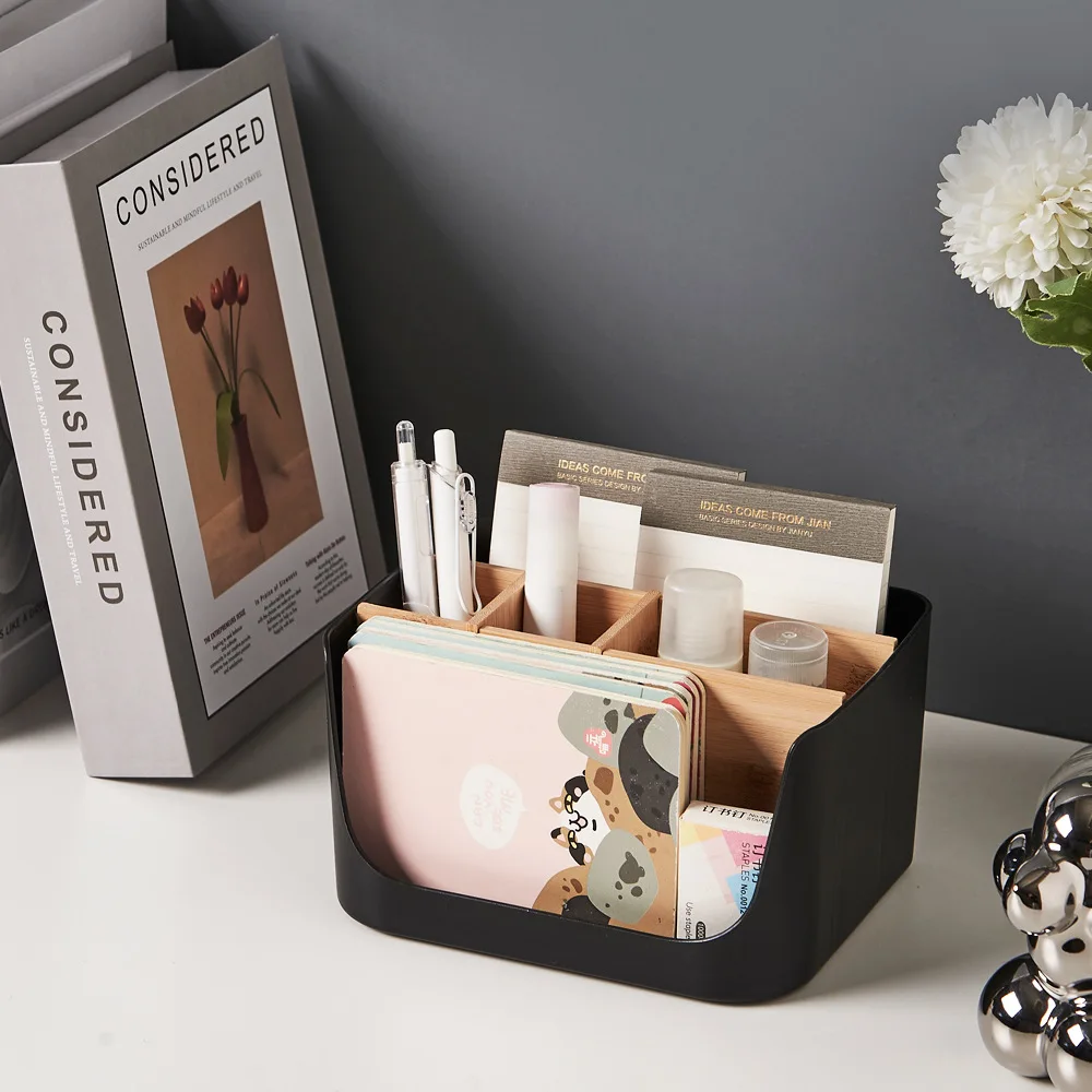 Bamboo and Wood Storage Box Removable Multi-function Large Basket Capacity Sundries Storage Box Home Organization Storage 5