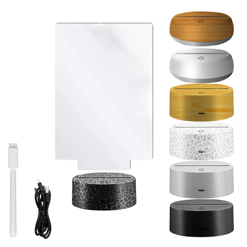 Rewritable Night Light with Message Board Girl Bedroom Novelty Sleep Desk Lamp Room Decor Vertical rectangle Acrylic lamp holder