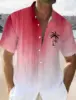 Color Gradient Palm Tree Men's Hawaiian Shirt 3D Printed Button Up Short Sleeve Tee Tops  Summer Vacation Daily Wear 2