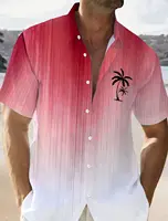 Color Gradient Palm Tree Men's Hawaiian Shirt 3D Printed Button Up Short Sleeve Tee Tops  Summer Vacation Daily Wear 2