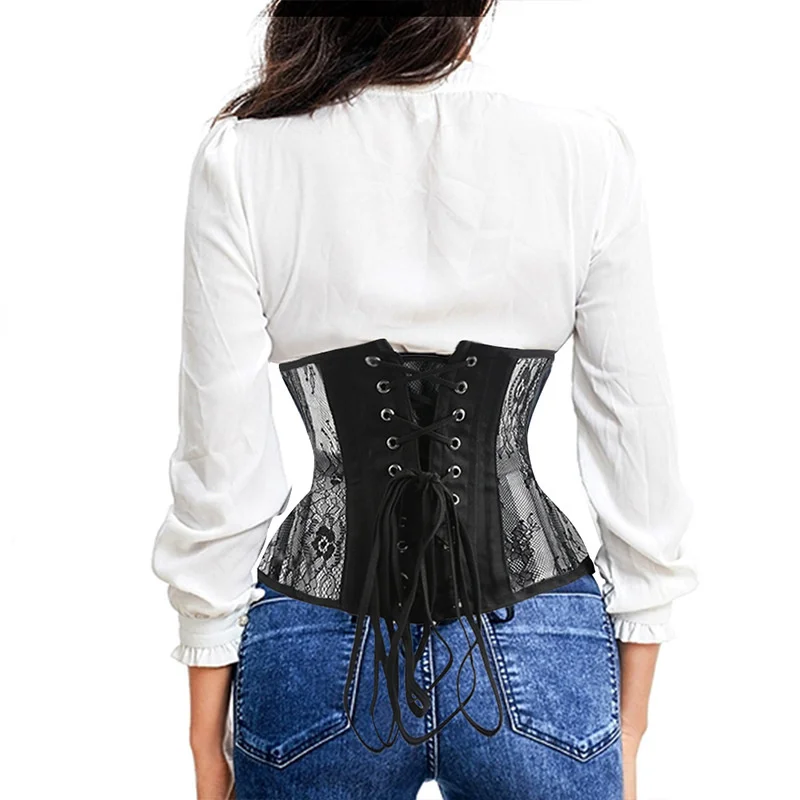 Sexy Lace Floral Steel Bone Bustiers And Corsets Top Waist Trainer Gothic Hourglass Belly Slimming Underbust Corset Plus Size