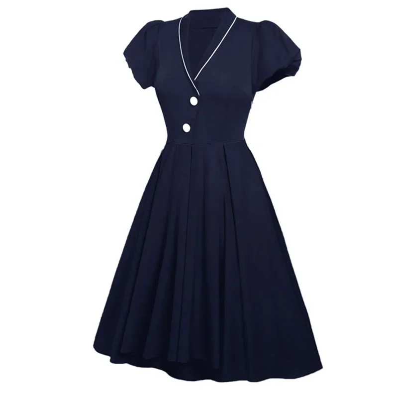 

Autumn Winter Women Christmas Dovetail Dress V Neck Puff Sleeve Evening Party Dresses Vintage Costume Ladies New Year Vestidos