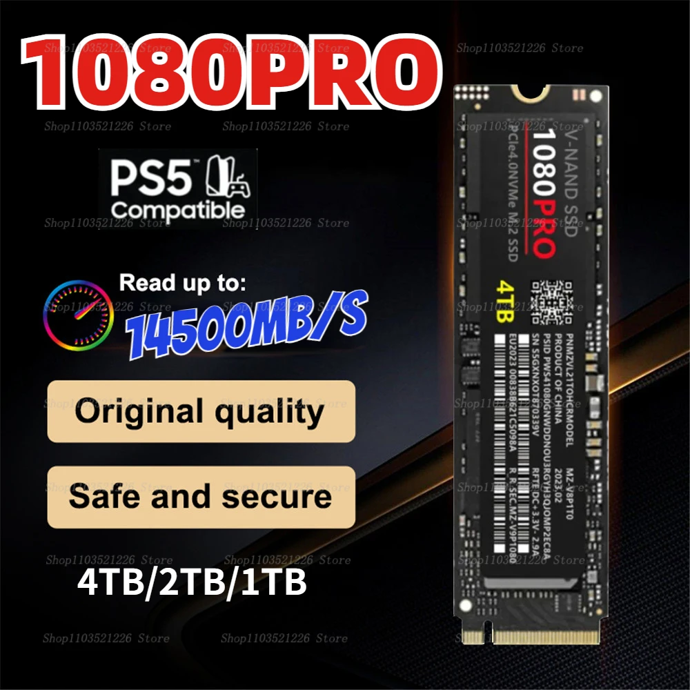 

1080PRO PCIe 4.0 4TB NVMe NGFF 4.0 M.2 2280 1TB 2TB SSD Internal Solid State HDD Hard Drive For Laptop Desktop MLC PC Computer