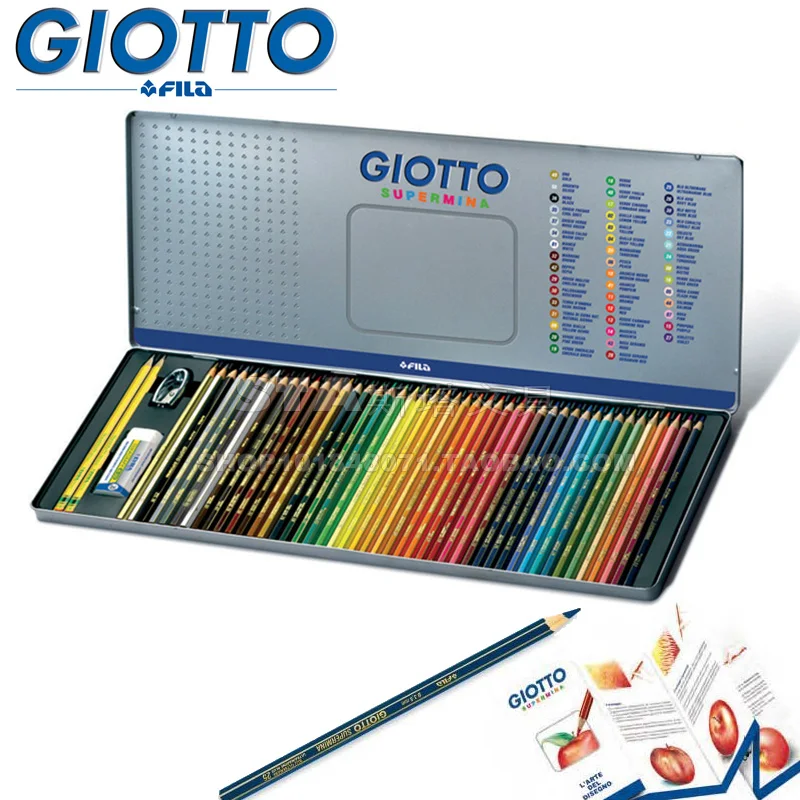 GIOTTO Italy Color Pencil Set 46-color Iron Box Packed 50 Pieces of High-end Gift Drawing Color Lead Drawing Art Set мюли giotto