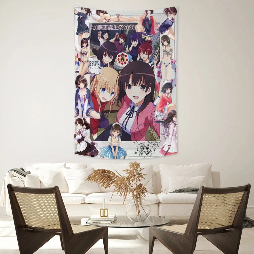 

Настенный гобелен с аниме девушкой, геройская прохожий, японское кавайное украшение для комнаты, эстетическое украшение, мультяшный фон