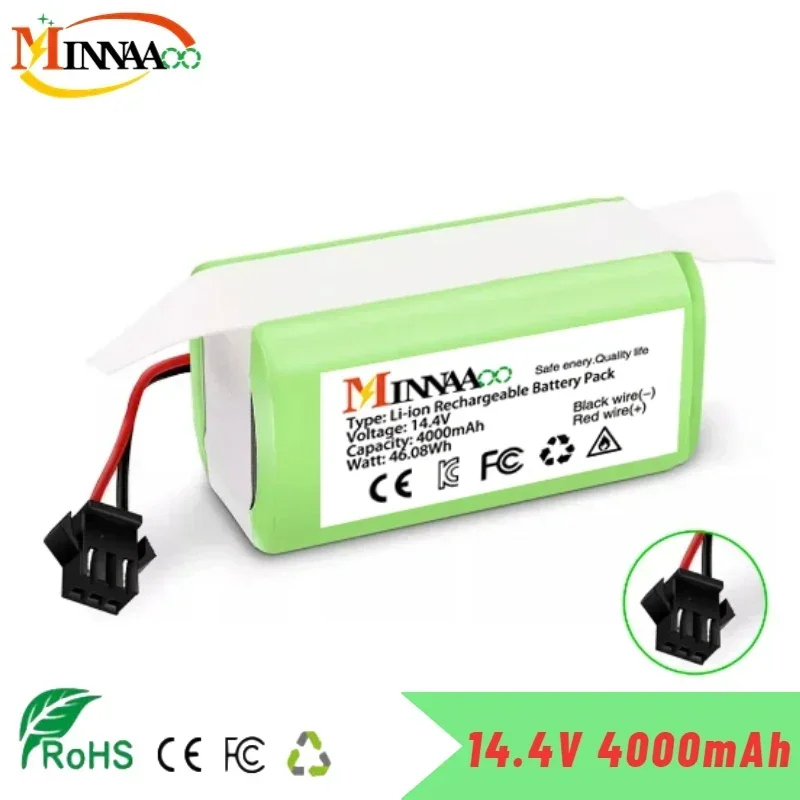 

14.4V 4.0Ah Li-ion battery for Cecotec Conga Excellence 950 990 1090 Ecovacs Deebot DN621 601/605 Eufy RoboVac 35C Panda i7 V710