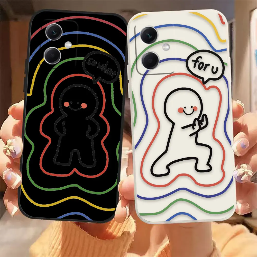 

A Minimalist Little Person Phone Case For Redmi Note 9 12 11 11T 12S 11S 10 8 PRO PLUS 4G 5G Colour Liquid Case Fundas Shell