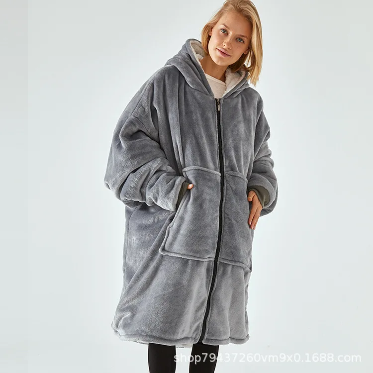 Lazy Blanket Hooded Zipper Huggle Thickened Lazy Clothes TV Blanket Lazy Clothes Tv Blanket Pajamas Sweatshirt 3