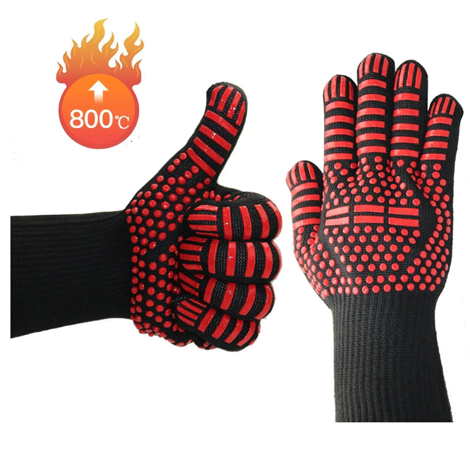 BBQ Gloves High Temperature Resistance Oven Mitts 500 800 Degrees Fireproof Barbecue Heat Insulation Microwave Oven Gloves heat resistant gloves