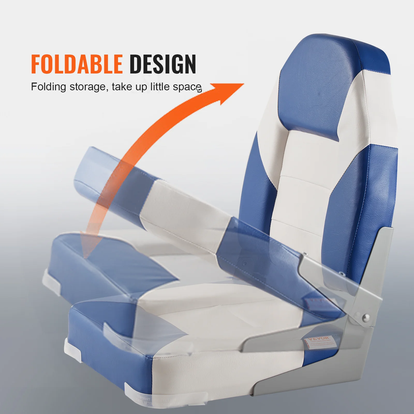 SucceBuy Boat Seats 21.85" High Back Boat Seat Folding Boat Chair Fold-Down Boat Captain Chairs for Fishing Boat, Canoe, 2-Pack