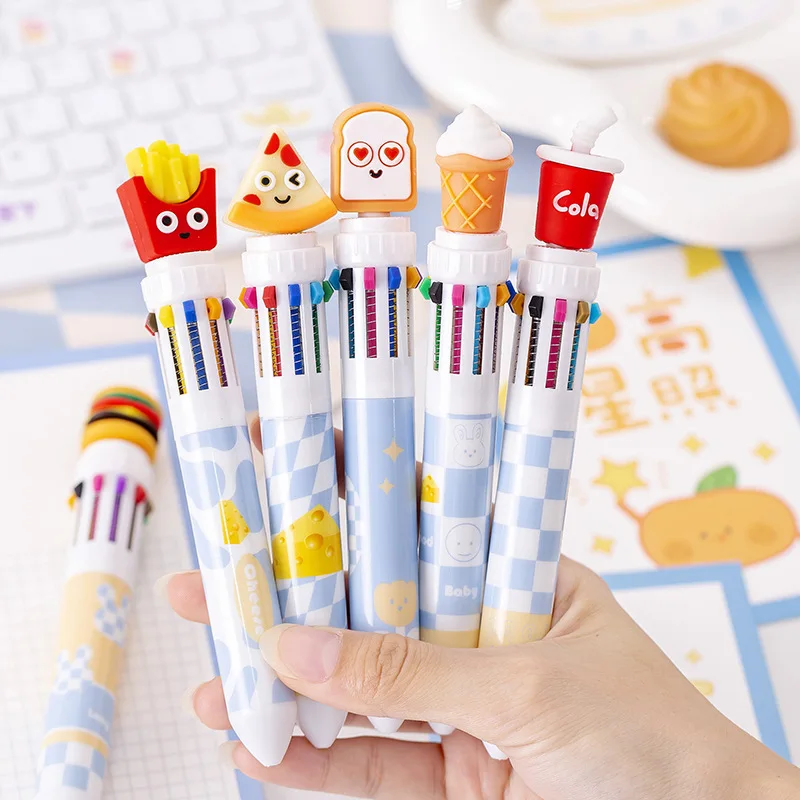 

Creative Ten-Color Fast Food Fries Hamburger Ballpoint Pen Graffiti Hand Account Pen Student Studying Stationery Supplies