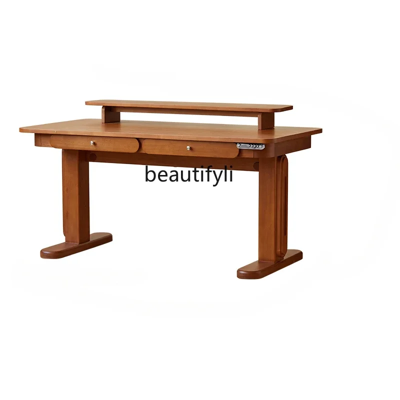 Nordic Solid Wood Electric Lifting Desk Simple Living Room Study Computer Desk Desk vintage rattan bench bedroom bed end solid wood shoes changing stool living room ins japanese b