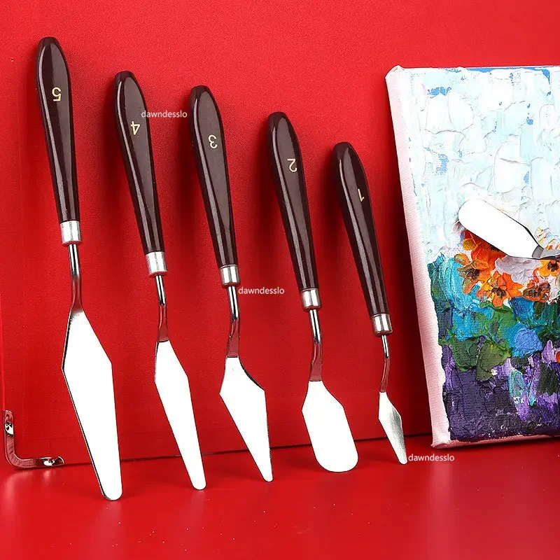

Stainless Steel Oil Painting Knives 5pcs Artist Crafts Spatula Palette Knife Oil Painting Mixing Knife Scraper Art Tools