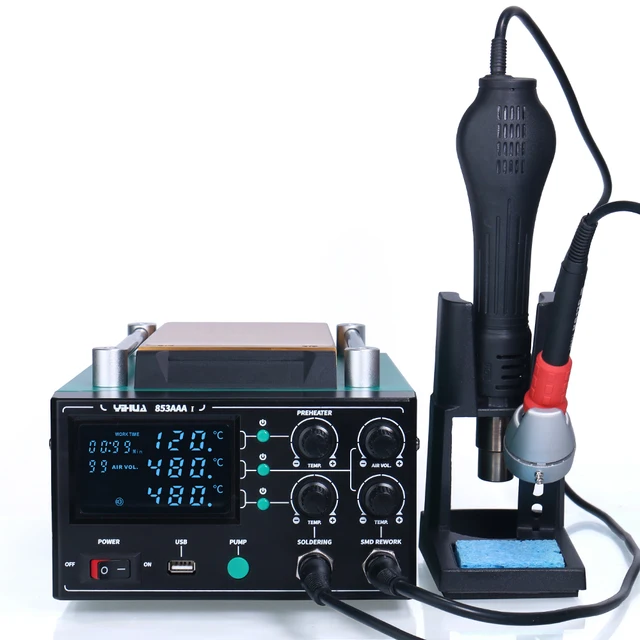 YIHUA 853AAA-I 3 in 1 Desoldering Hot Air Rework Station SMD Phone Screen 2