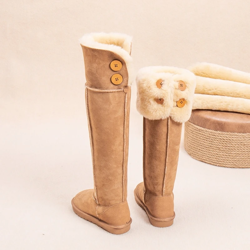 

Winter Gray Faux Suede Women Shoes Fur Cotton Knee High Boots Round Head Botas Mujer Flats Plus Velvet Sapatos Feminino 2023