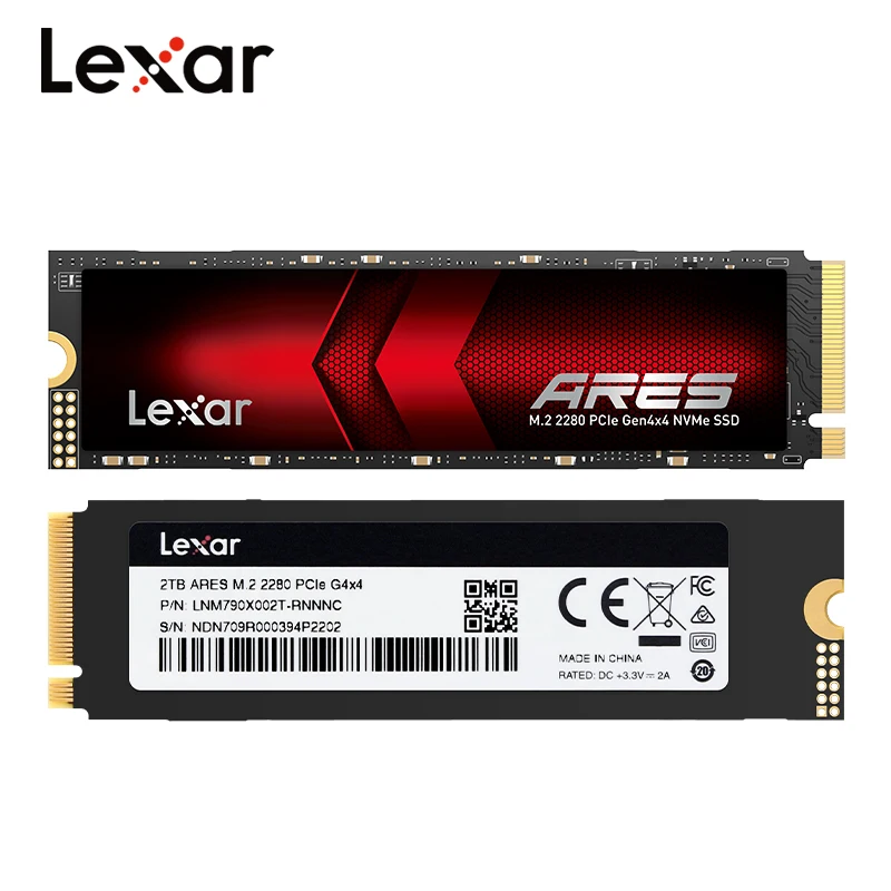  Original Lexar ARES PCIe Gen 4x4 M2 SSD 2TB Internal Solid State Drive NVMe M.2 2280 Hard Disk 1TB 512GB Storage Disk For PS5/PC 