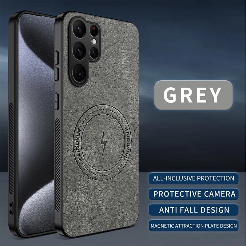 Luxury PU Leather Skin Magnetic Magsafe Protective Phone Cover