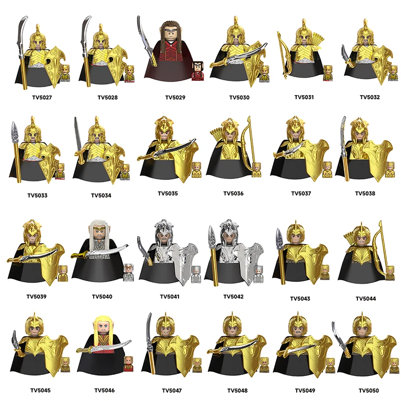 Moc Creativo Medievale Lotr Elf Figure Elfi Soldati Dell'Esercito Cavalieri Building Blocks Mattoni Giocattoli Per Bambini Regali