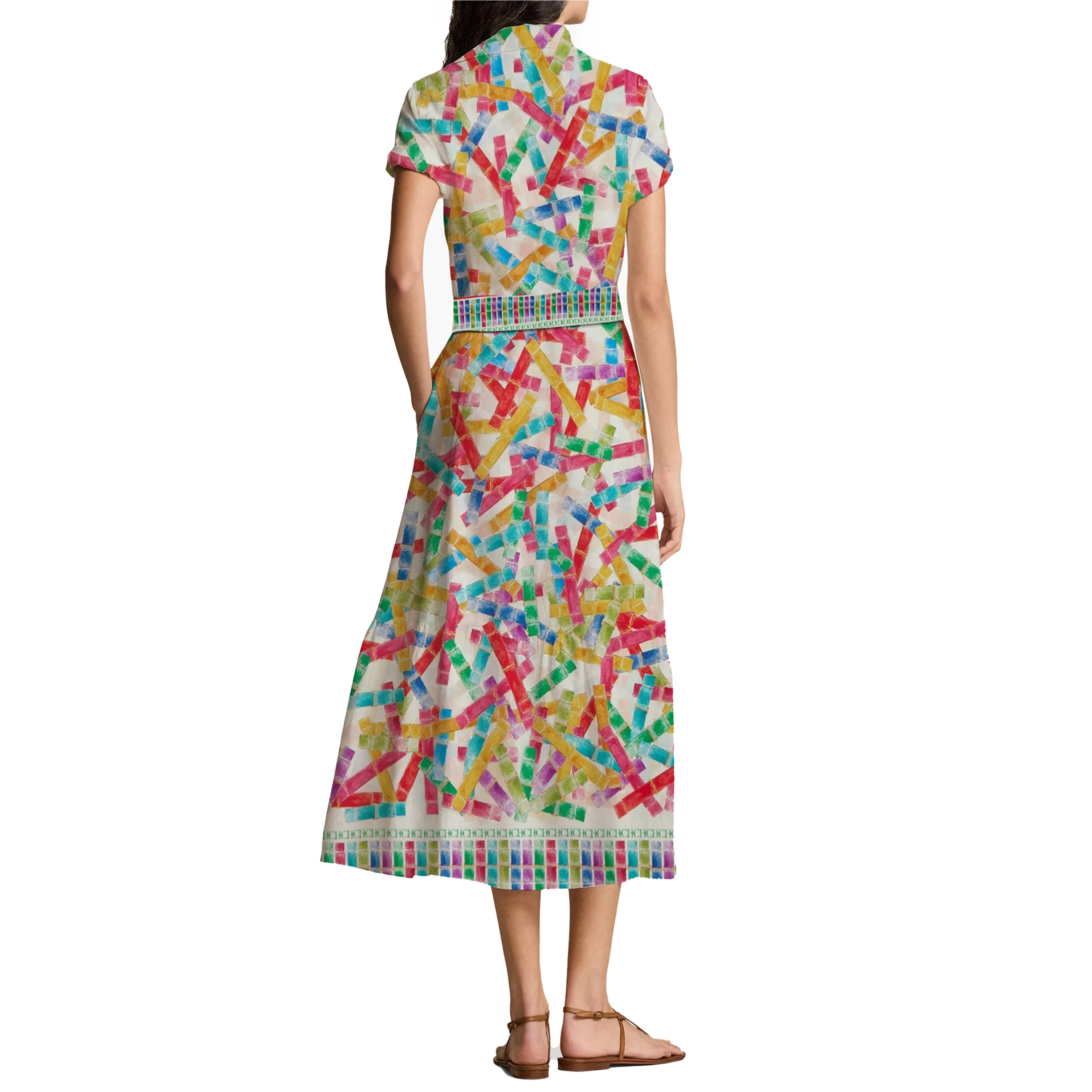 فستان CHCH الصيفي الأنيق المطبوع للسيدات، يتميز بت...