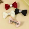 2PCS Pearl Solid Color Dog Hair Clips Dog Bows With Alligator Clip Pet Puppy Hair Clips Accessories Pet Supplies For Dogs Bows 4