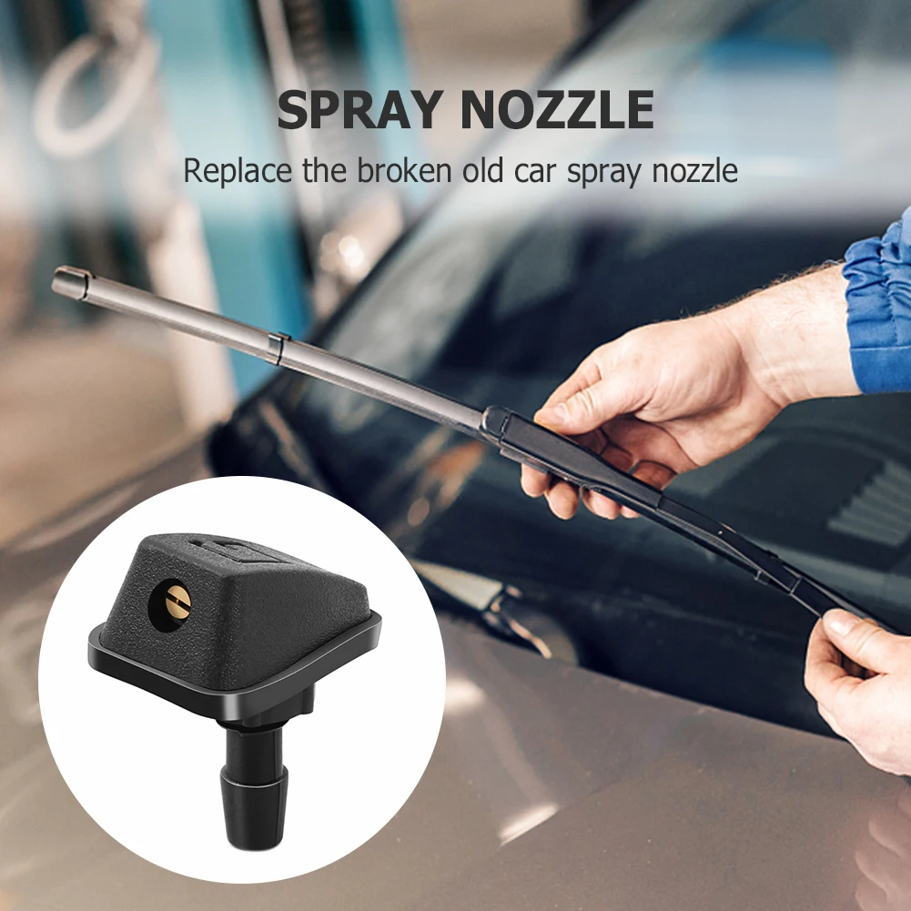 2pcs Car Front Windscreen Washer Wiper Water Spray Jet Nozzles Black
