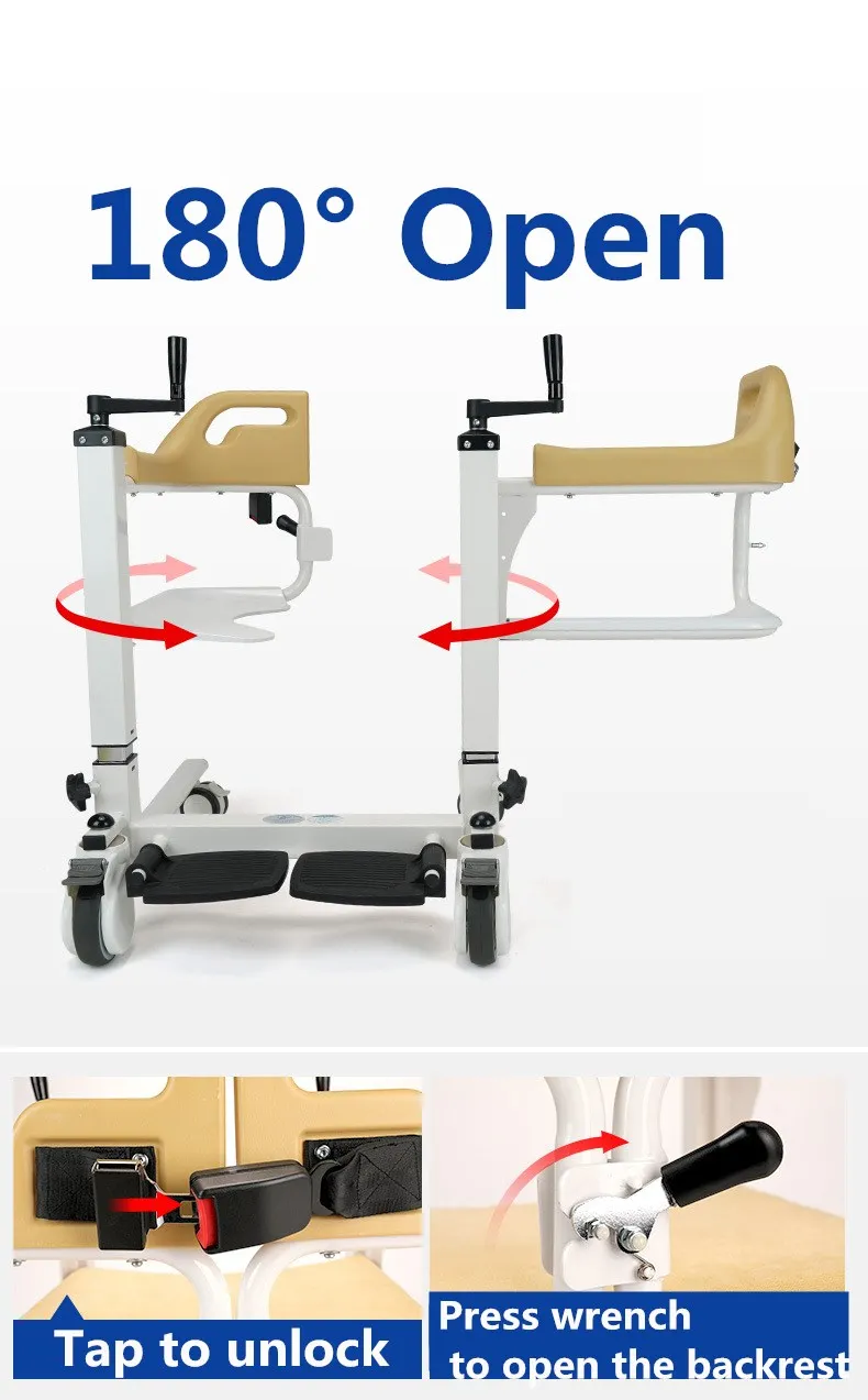Adjustable portable toilet shower chairs commode chair with toot pedal and wheels 2