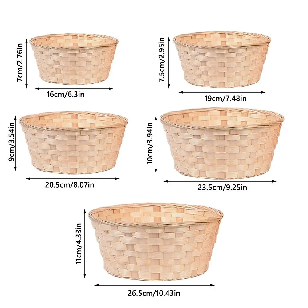 Multifunction Storage Basket Yellow Handmade Rattan Weaving Basket Round Home Decoration Flower Basket For Fruit Bread Sundries 6