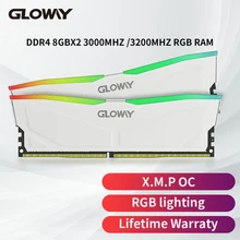 Gloway ddr4 3200MHz 3600MHZ DDR4 RGB ram memoria ram ddr4 Ram ddr4 Abyss series white 8G*2 16GB  desktop memory