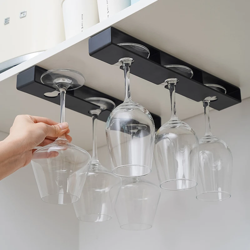 

Wine Glass Holder Hanging Wine Glass Holder Under Shelf Plastic Stemware Rack Glassware Drying Storage Hanger For Kitchen Bar