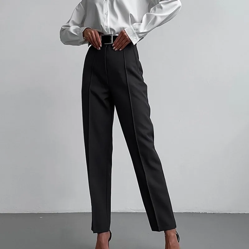 2024 Spring New Women's Clothing French Black Pants Temperament Commuting Fashion Slim High Waist Small Feet Trousers for Women