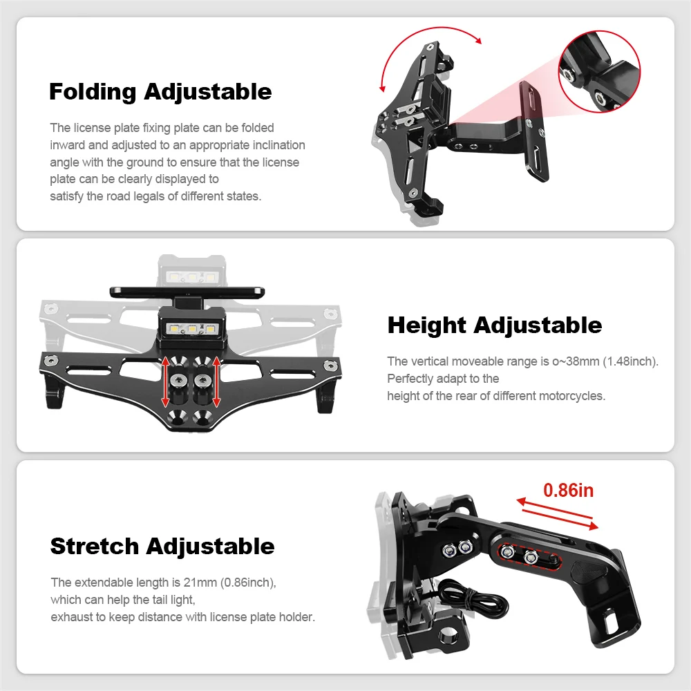 조절식 번호판 브래킷 거치대 LED 방향 지시등, 스즈키 GSX-8S GSX 8S 2025 2024 2023 오토바이