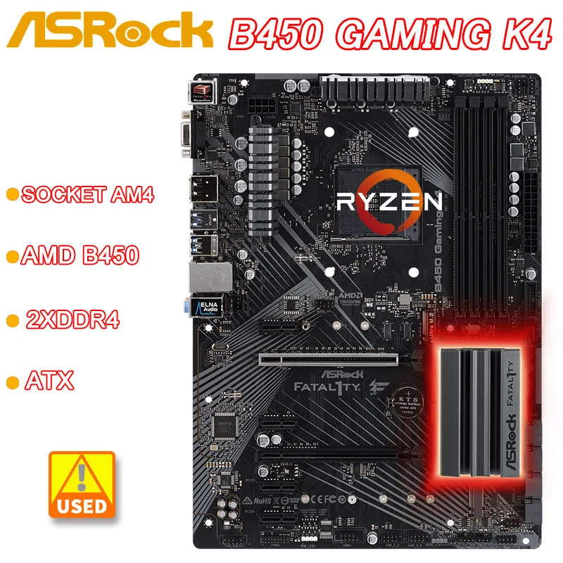 

AM4 AMD B450M B450 Motherboard ASRock Fatal1ty B450 Gaming K4 DDR4 64GB PCI-E 3.0 USB3.1 ATX For 2nd/1st Gen AMD Ryzen cpu