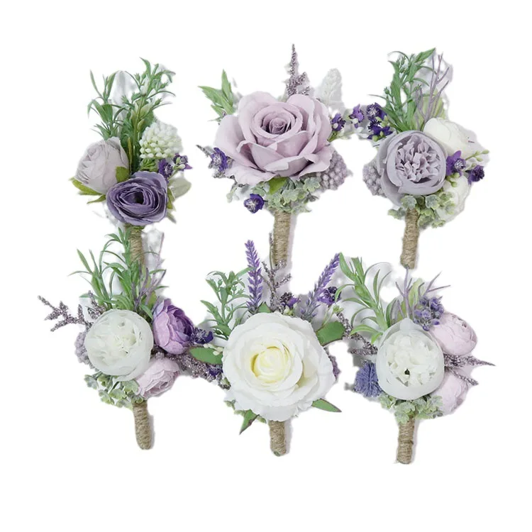 Fasksh Bouquet da sposa blu champagne per sposa damigelle d'onore fiori artificiali casade bouquet da sposa decorazione per addio al nubilato (colore: W1