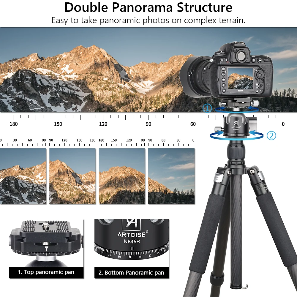 K&F Concept Treppiede Con Testa Fluida Per Fotocamera Professionale Per Videocamera DSLR Canon Nikon 83 ''/2.1m Nuovo Treppiede In Alluminio Per Fotografia - Foto 2