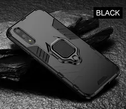 Luxury Shockproof Full-Back Armor Ring Phone Case Cover for Honor 8x Max (Black)