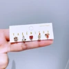 5pcs/set Mixed Design Villains Stud Earrings for Women Girls Gold Color Cubic Zirconia Gift Jewelry 3