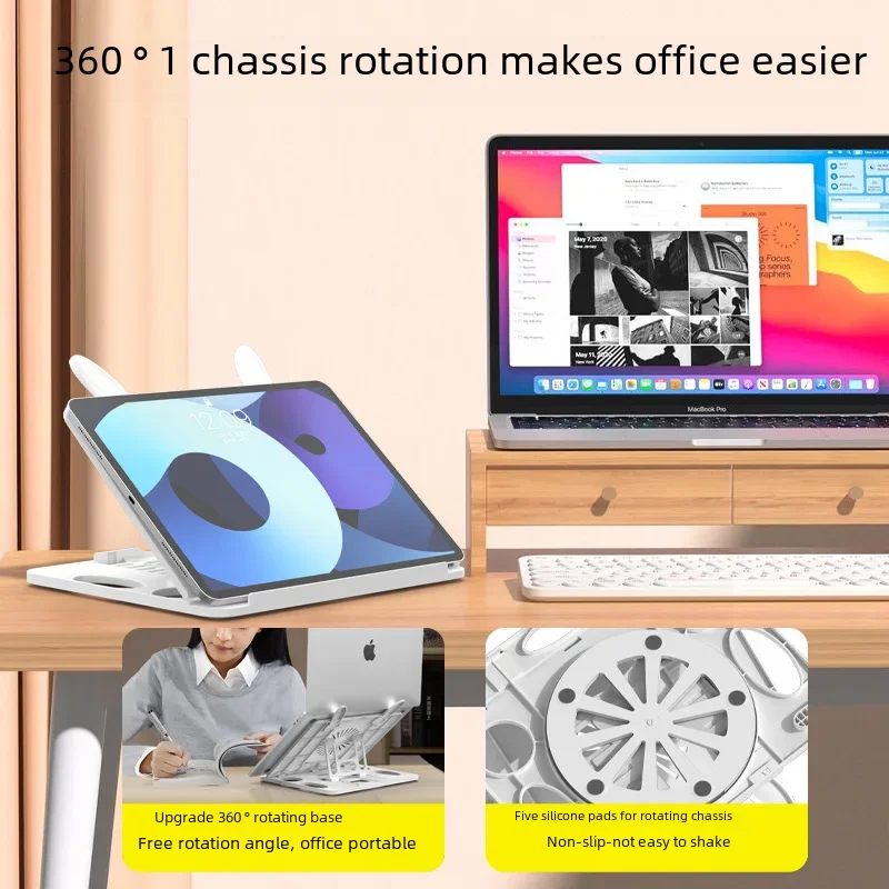 Foldable Laptop Stand 360 Degree Rotation Cooling Rabbit Creative Office Laptop Holder