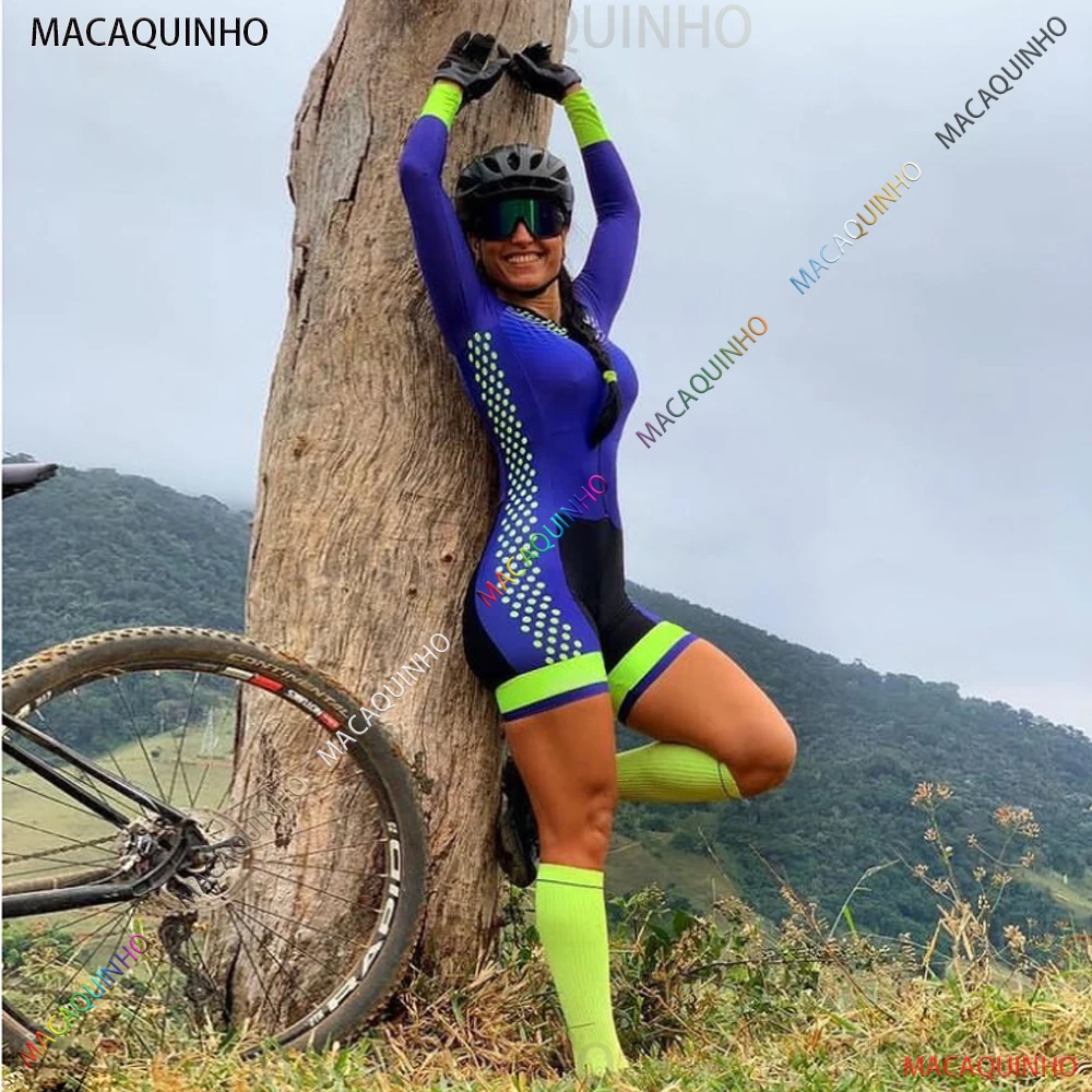 

Kafitt Mountain Bike Women's Jumpsuit Summer Long Sleeve Anti-UV Cycling Monkey Clothing Skinsuit Gel Triathlon