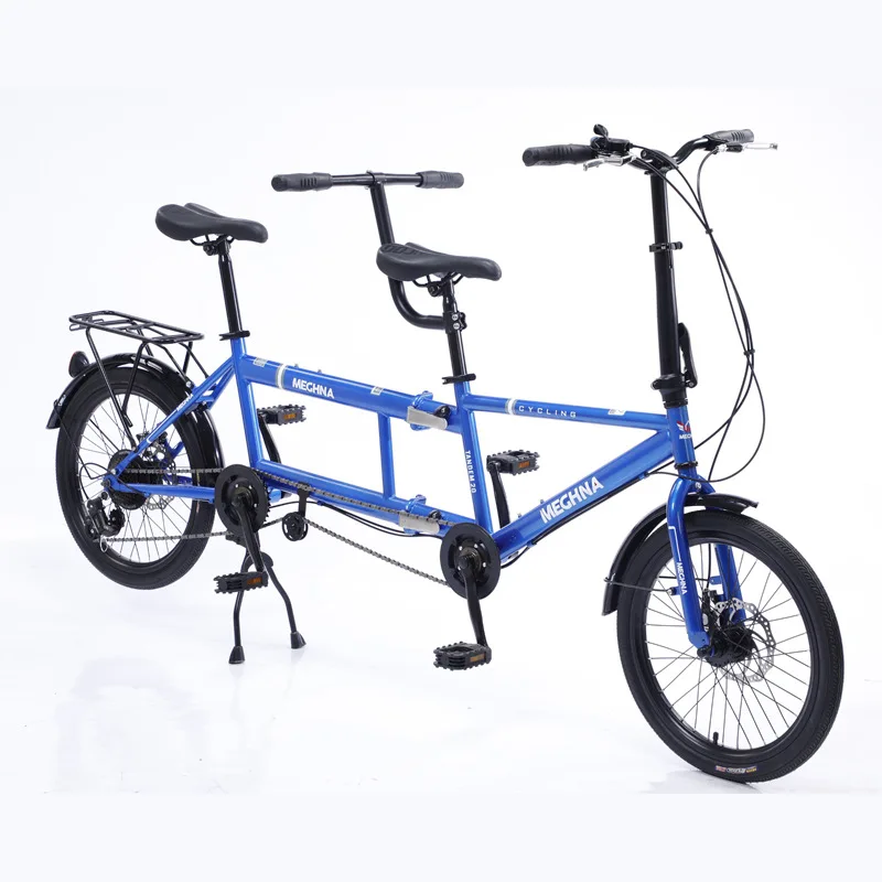 Mountain Bike Double Rider, pieghevole a velocità variabile, bici genitore-figlio, bicicletta amante, 20 pollici, 7 velocità
