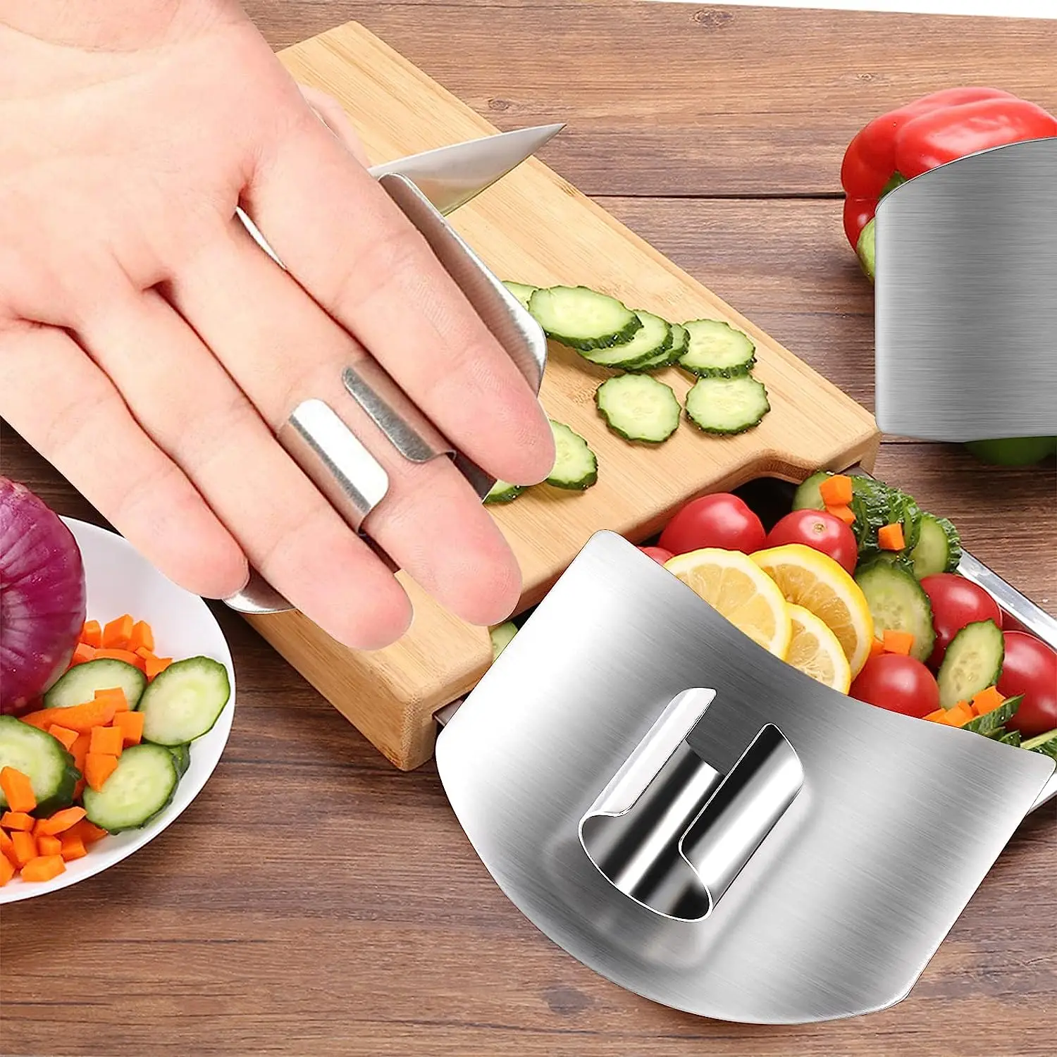 1Pcs Stainless Steel Finger Protector Anti-cut Finger Guard Safely Vegetable Cutting Hand Protecter For Kitchen Gadgets Tools finger guard,finger protector