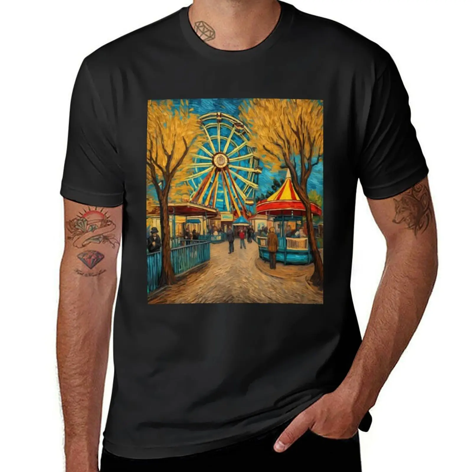 

Winter Wonderland at the Amusement Park T-Shirt sweat vintage t shirts for men cotton