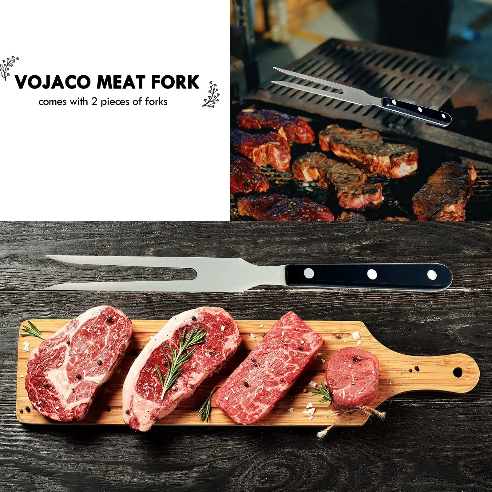 Barbecue Grill 2pcs Carving Meat Forks Stainless Steel Forks For Bbq Serving Cooking Grilling Roasting Barbecue Fork Beef Grill Tool 10 Inch