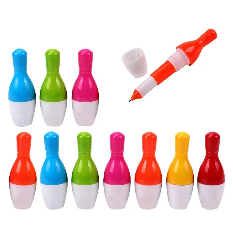 

Cute Retractable Pens 10pcs Retractable Cartoon Bowling Ballpoint Pen Cute Bowling Pin Shape Signing Pens For School Supplies