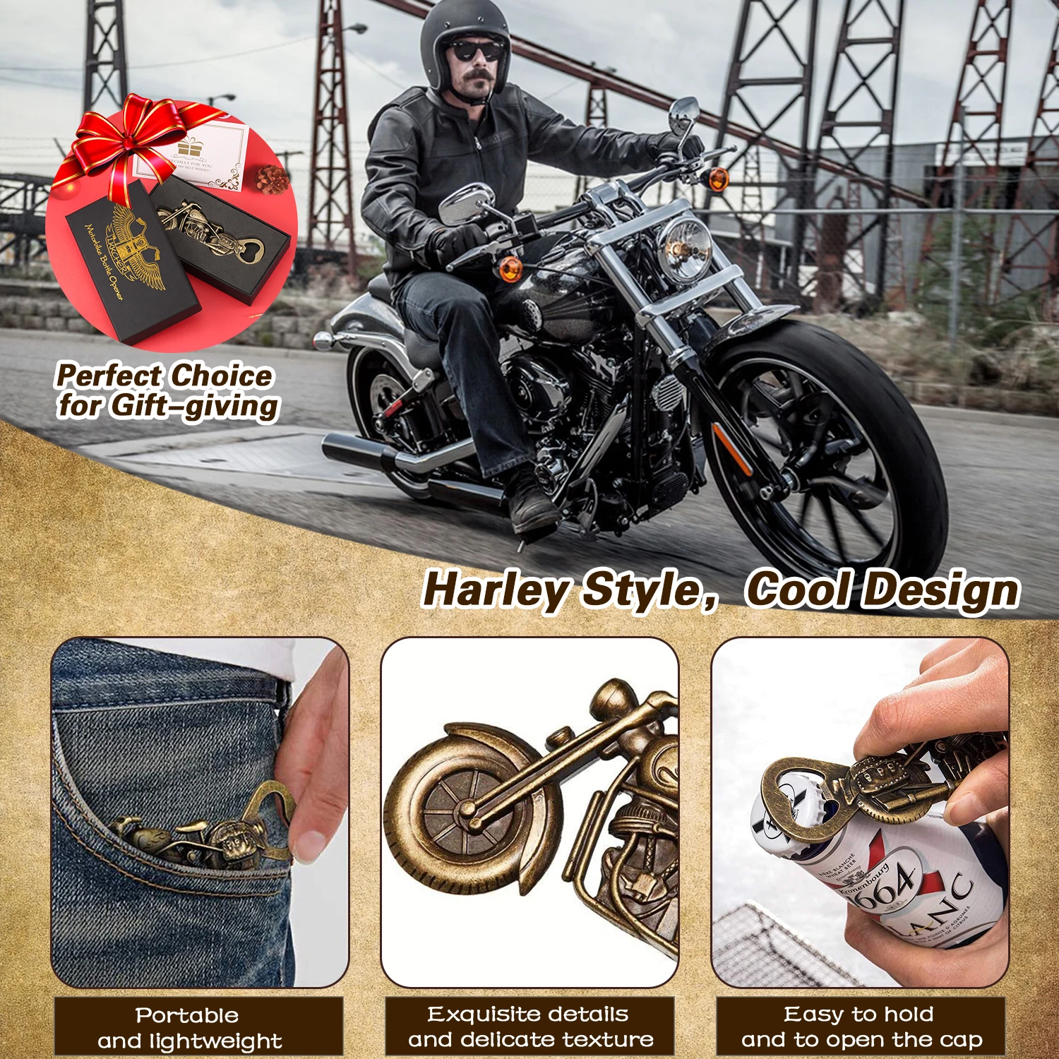 Bronze Motorcycle Shape Beer Bottle Opener Luxury Corkscrew Bar Party Accessories