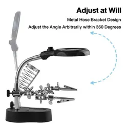 Adjustable Magnifying Glass with Clip for Precision Soldering and Welding Tasks (Black)
