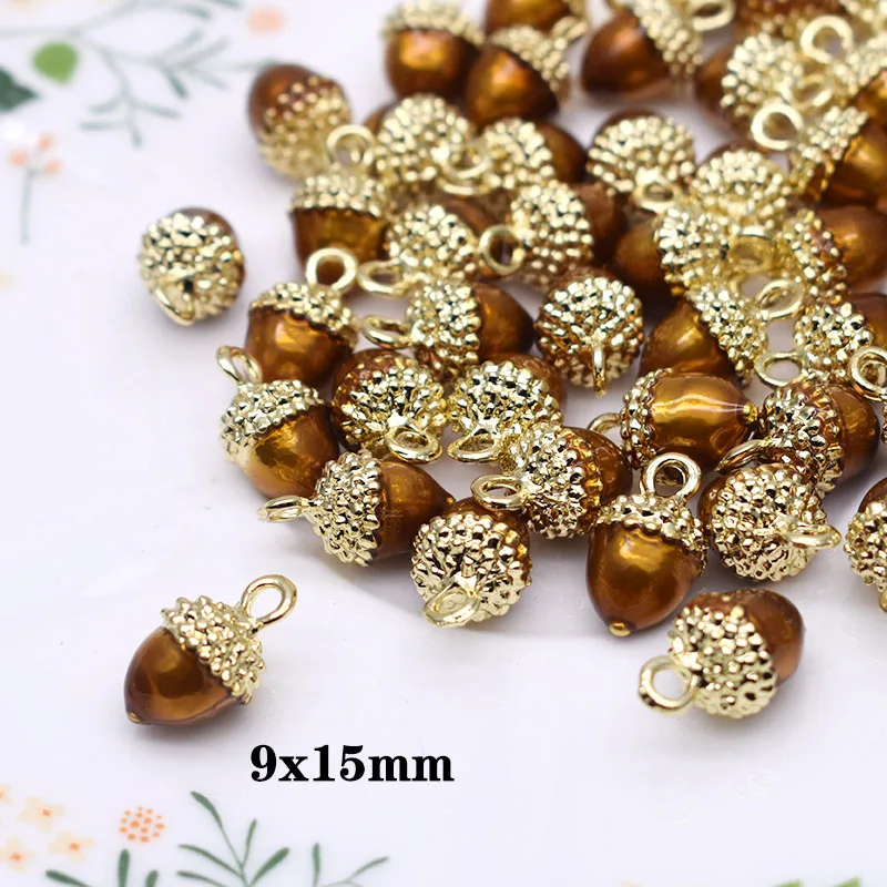 5 個 9 × 15 ミリメートル合金チャームドングリ 3D ドングリチャーム