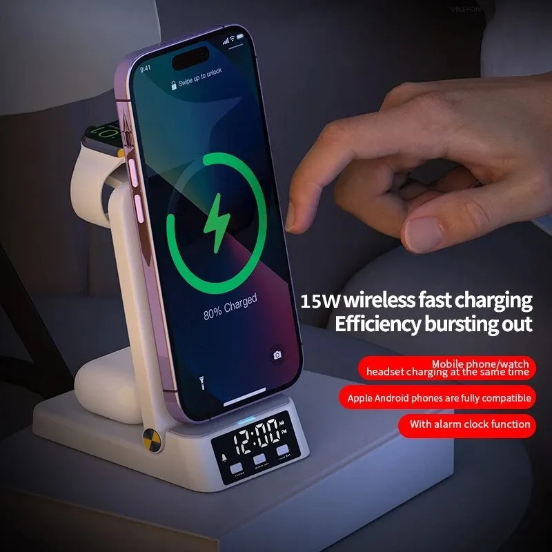 Wireless charger 15W 4 in 1 wireless charger stand for iPhone 15 14 13 12 X Samsung Galaxy S22 S21 Apple Watch Airpods fast charging dock station